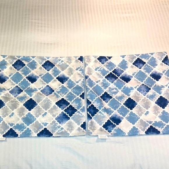 EECCA Blue and White Covers for Throw Pillow 19 1/8” X 19 1/8” (2 covers) NWOT - Picture 1 of 9